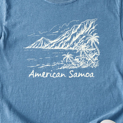 American Samoa Line Drawing Kids Cotton T-Shirt