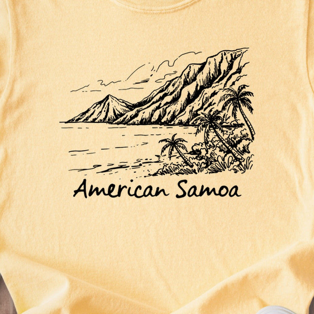 American Samoa Line Drawing Kids Cotton T-Shirt
