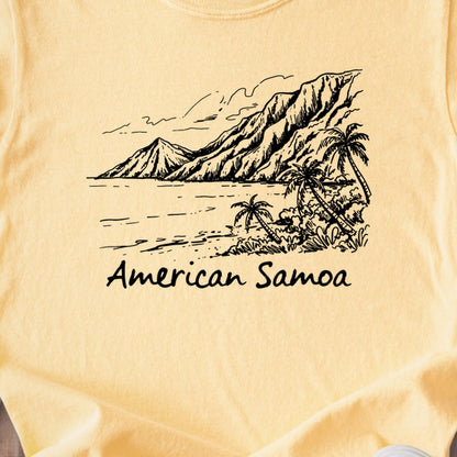 American Samoa Line Drawing Kids Cotton T-Shirt