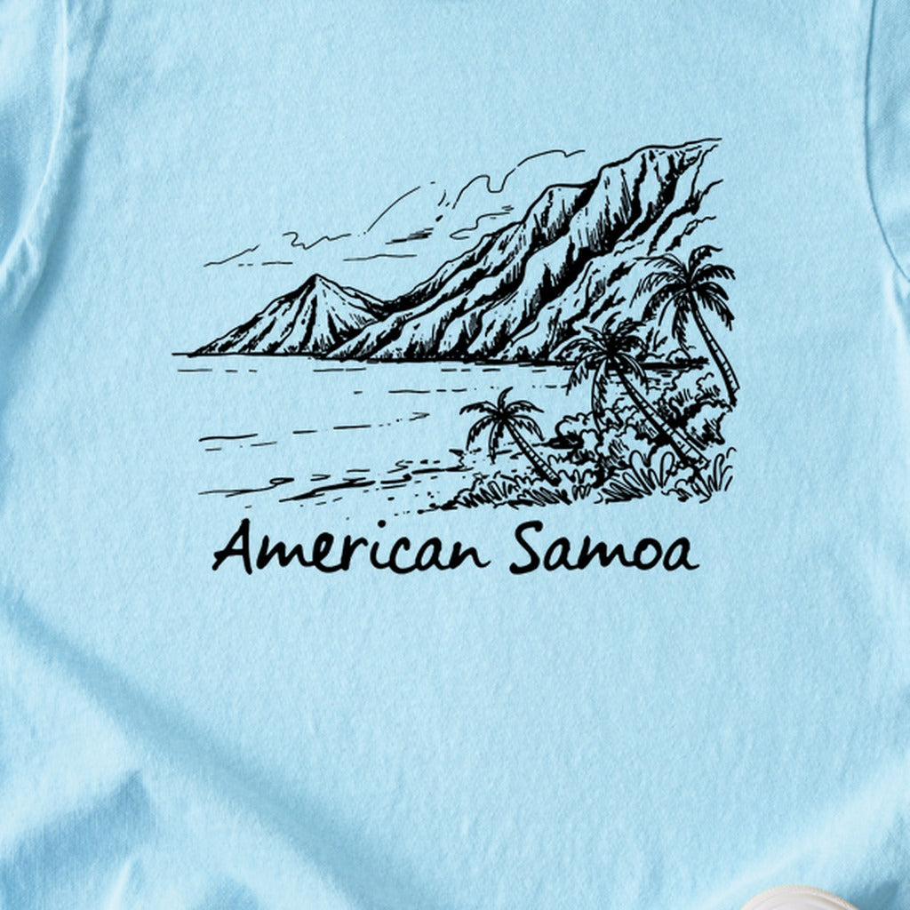 American Samoa Line Drawing Kids Cotton T-Shirt