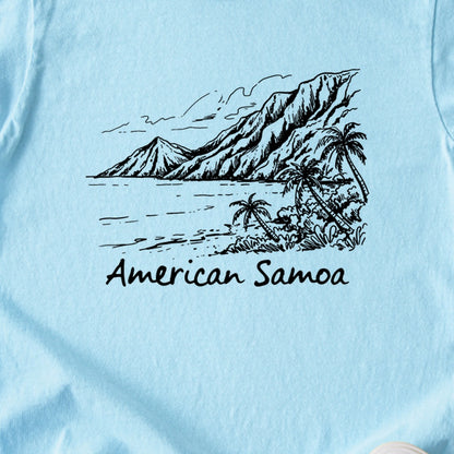 American Samoa Line Drawing Kids Cotton T-Shirt