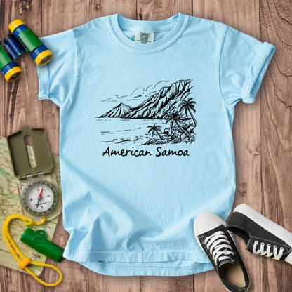 American Samoa Line Drawing Kids Cotton T-Shirt