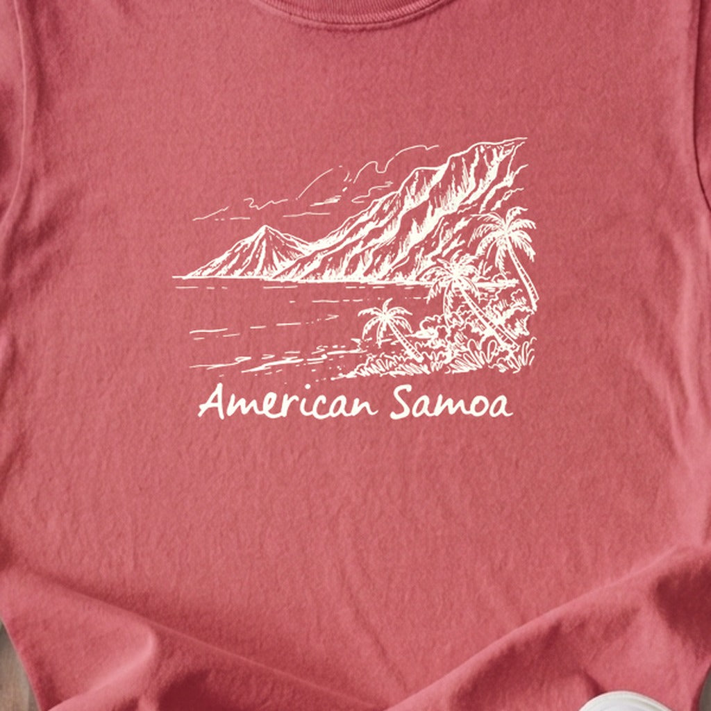 American Samoa Line Drawing Kids Cotton T-Shirt