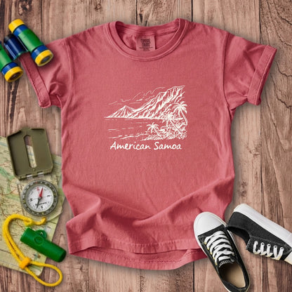 American Samoa Line Drawing Kids Cotton T-Shirt