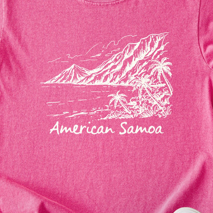 American Samoa Line Drawing Kids Cotton T-Shirt