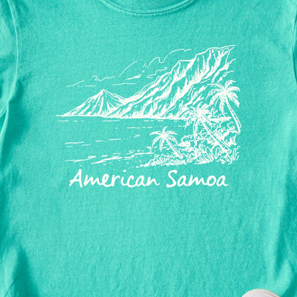 American Samoa Line Drawing Kids Cotton T-Shirt