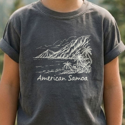 American Samoa Line Drawing Kids Cotton T-Shirt