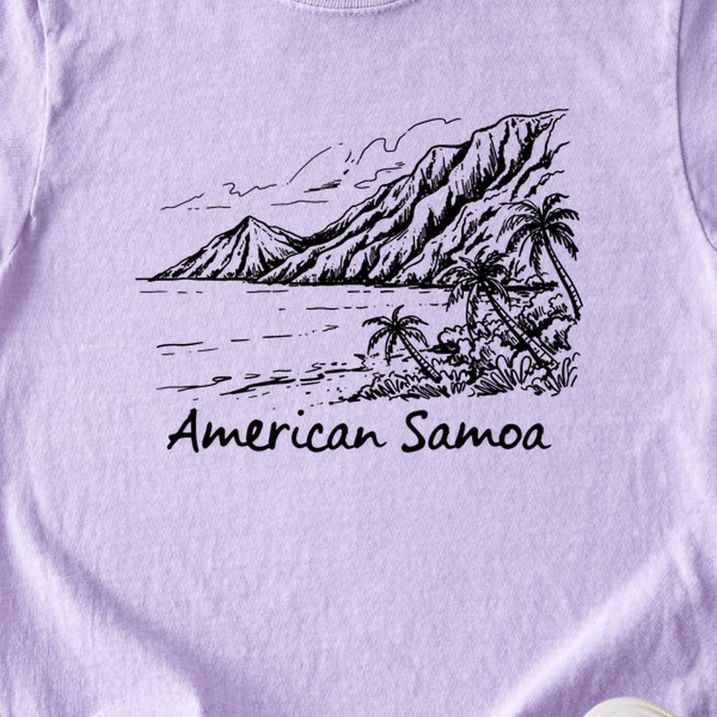 American Samoa Line Drawing Kids Cotton T-Shirt