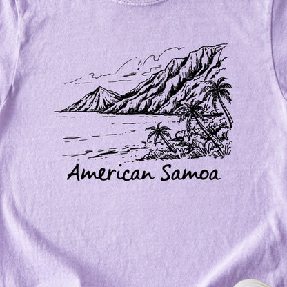 American Samoa Line Drawing Kids Cotton T-Shirt