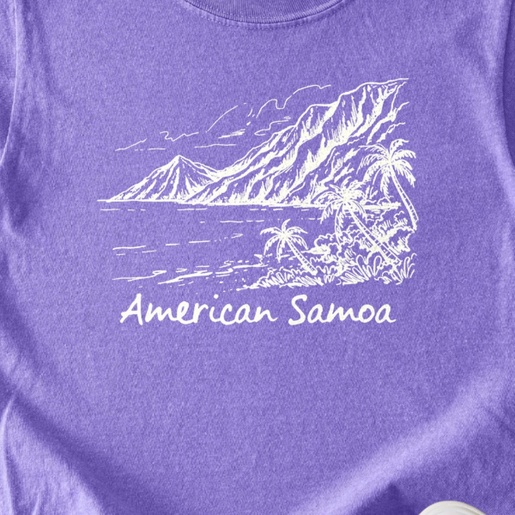 American Samoa Line Drawing Kids Cotton T-Shirt