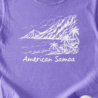 American Samoa Line Drawing Kids Cotton T-Shirt