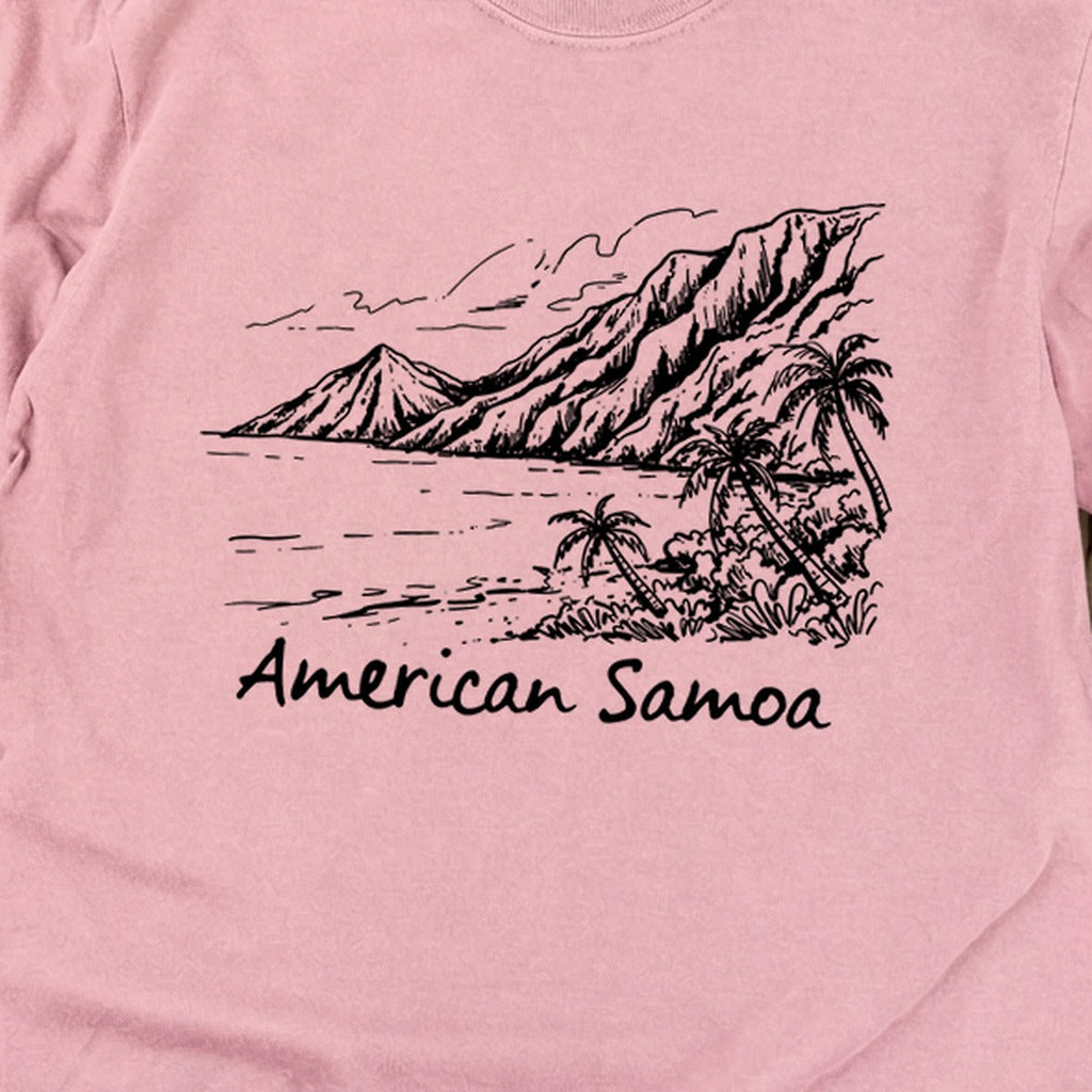 American Samoa Line Drawing Cotton Long Sleeve
