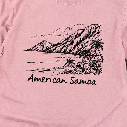 American Samoa Line Drawing Cotton Long Sleeve