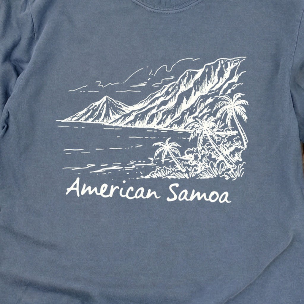 American Samoa Line Drawing Cotton Long Sleeve