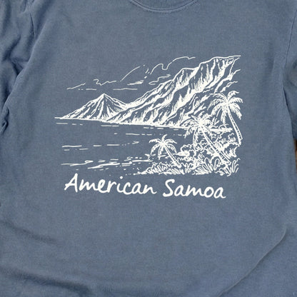American Samoa Line Drawing Cotton Long Sleeve