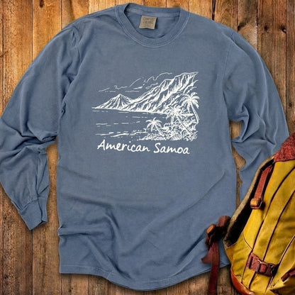 American Samoa Line Drawing Cotton Long Sleeve
