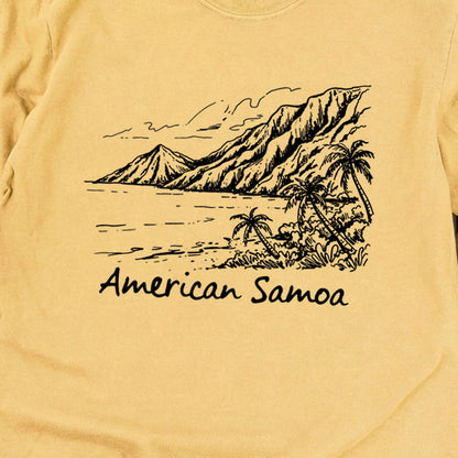 American Samoa Line Drawing Cotton Long Sleeve