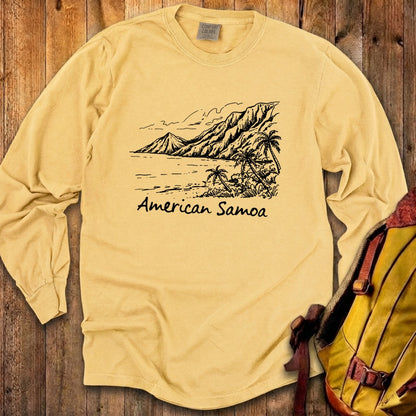 American Samoa Line Drawing Cotton Long Sleeve