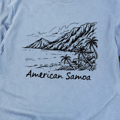 American Samoa Line Drawing Cotton Long Sleeve