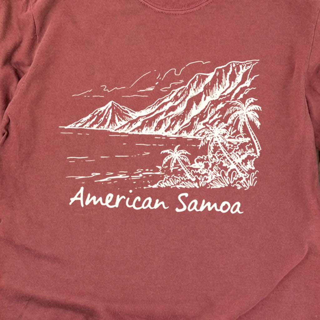 American Samoa Line Drawing Cotton Long Sleeve