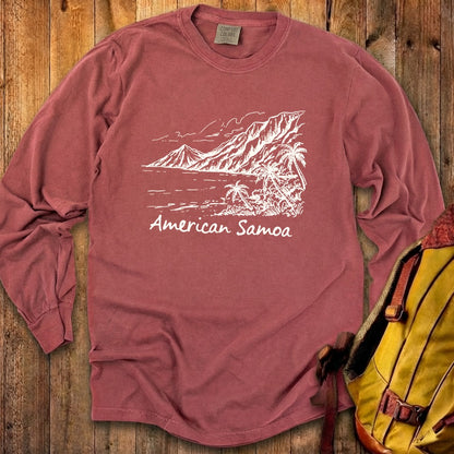 American Samoa Line Drawing Cotton Long Sleeve