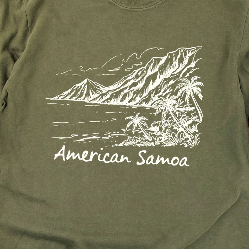 American Samoa Line Drawing Cotton Long Sleeve