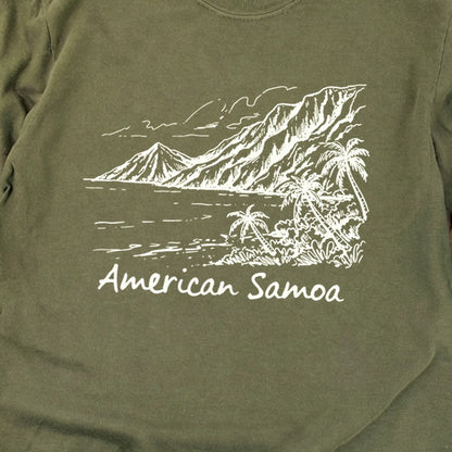 American Samoa Line Drawing Cotton Long Sleeve