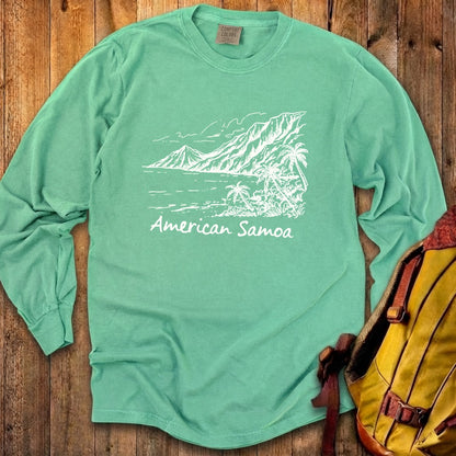 American Samoa Line Drawing Cotton Long Sleeve