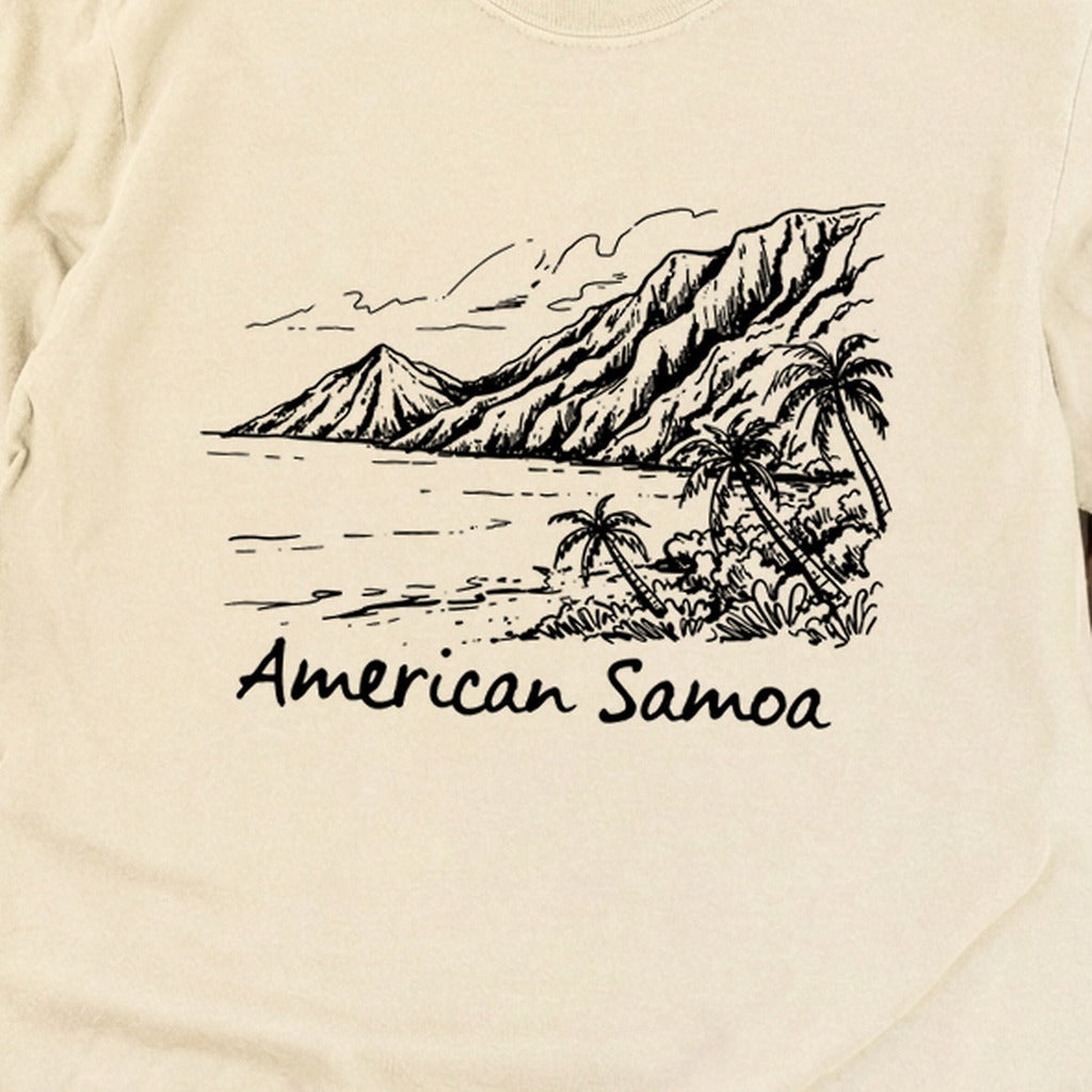 American Samoa Line Drawing Cotton Long Sleeve