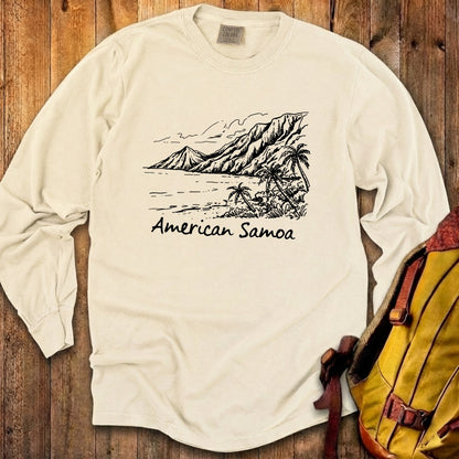 American Samoa Line Drawing Cotton Long Sleeve