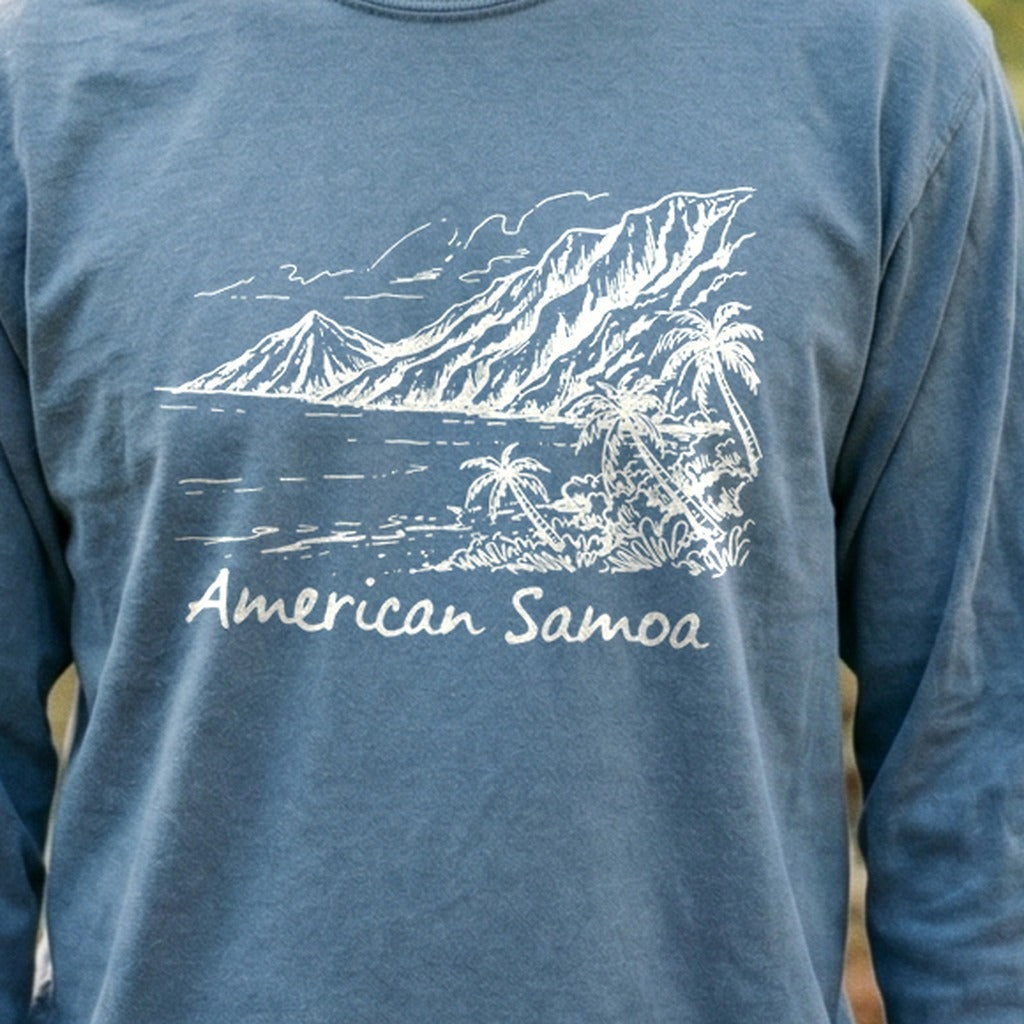 American Samoa Line Drawing Cotton Long Sleeve