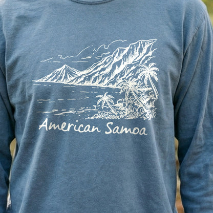 American Samoa Line Drawing Cotton Long Sleeve