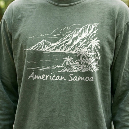 American Samoa Line Drawing Cotton Long Sleeve