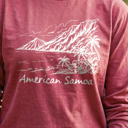 American Samoa Line Drawing Cotton Long Sleeve
