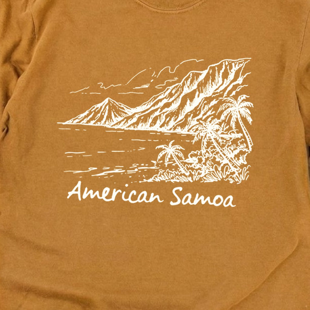 American Samoa Line Drawing Cotton Long Sleeve