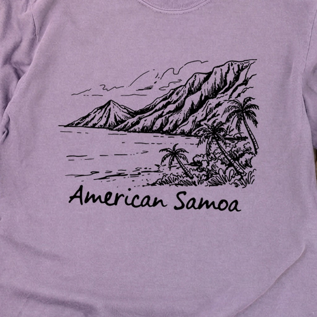 American Samoa Line Drawing Cotton Long Sleeve