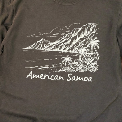 American Samoa Line Drawing Cotton Long Sleeve