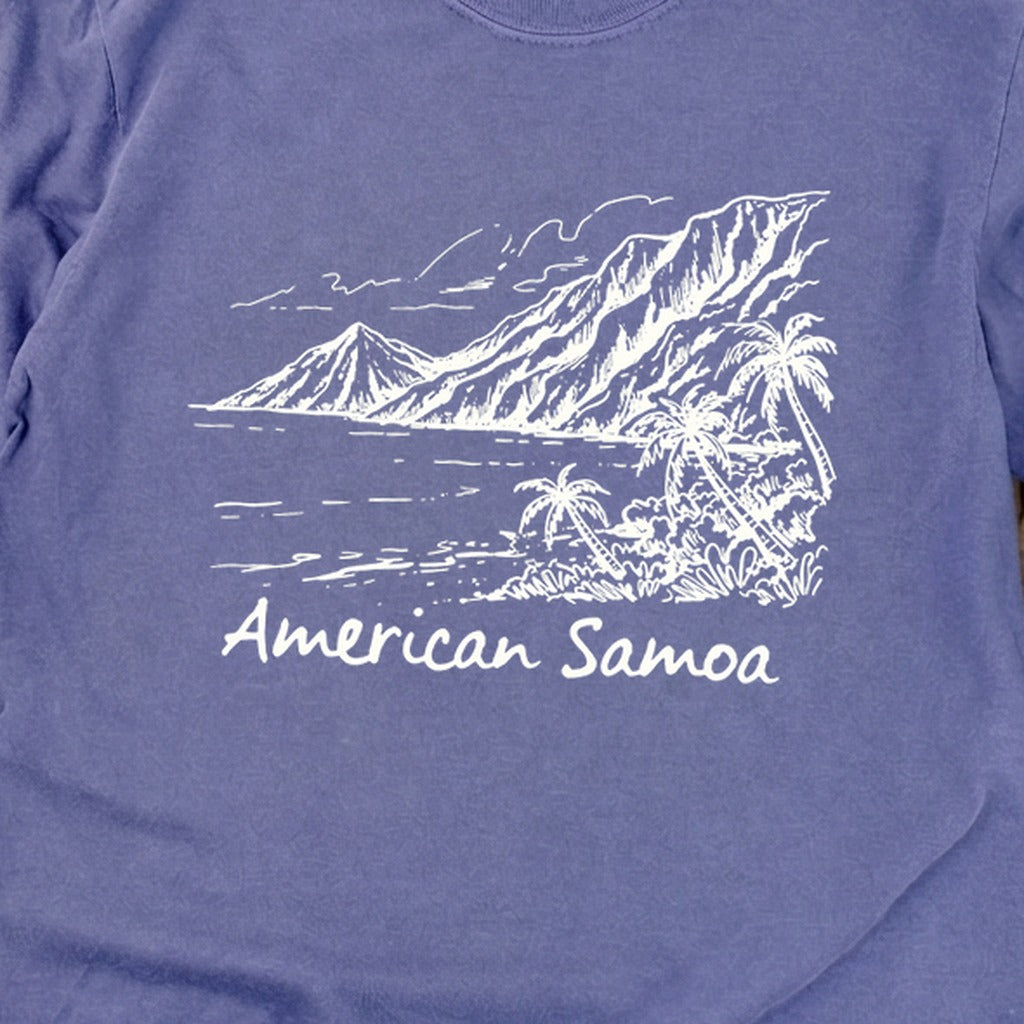 American Samoa Line Drawing Cotton Long Sleeve