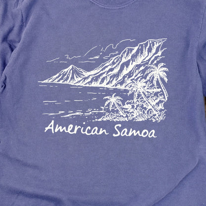 American Samoa Line Drawing Cotton Long Sleeve