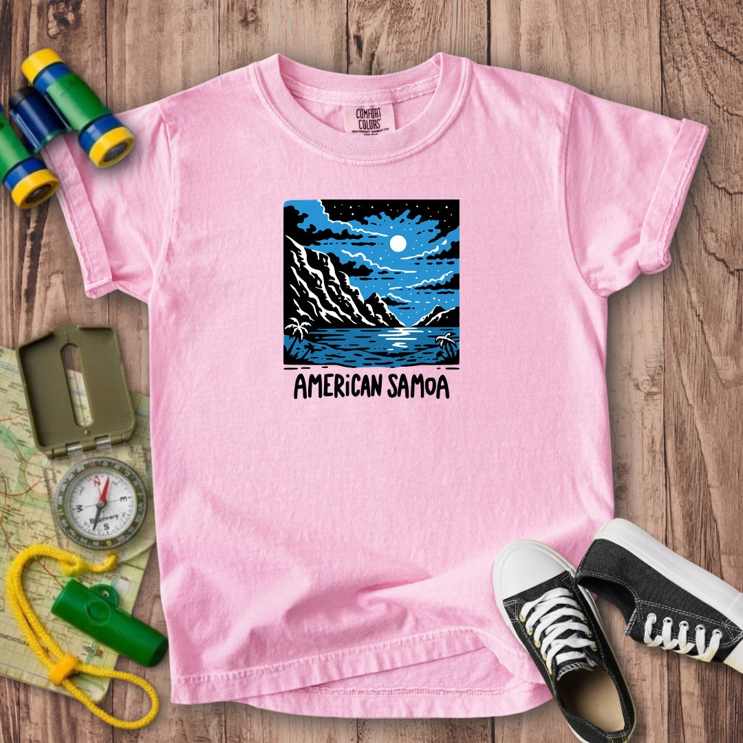 American Samoa at Night Kids Cotton T-Shirt
