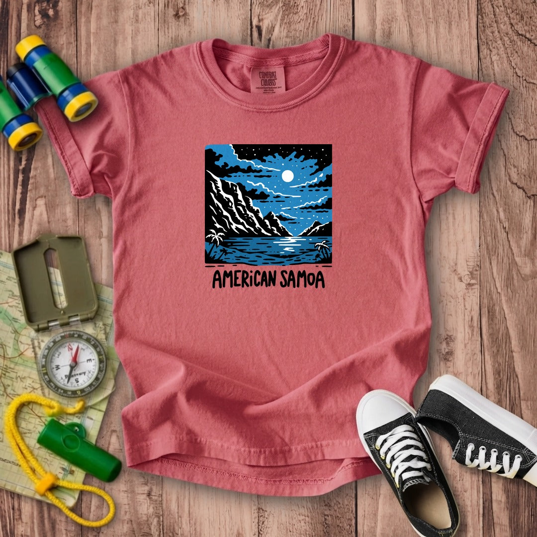 American Samoa at Night Kids Cotton T-Shirt