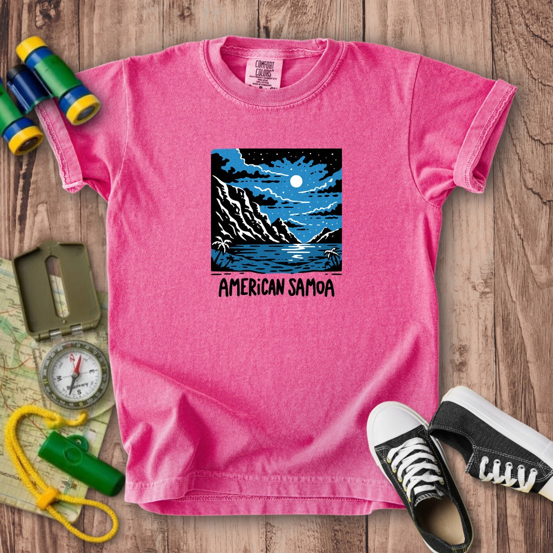 American Samoa at Night Kids Cotton T-Shirt