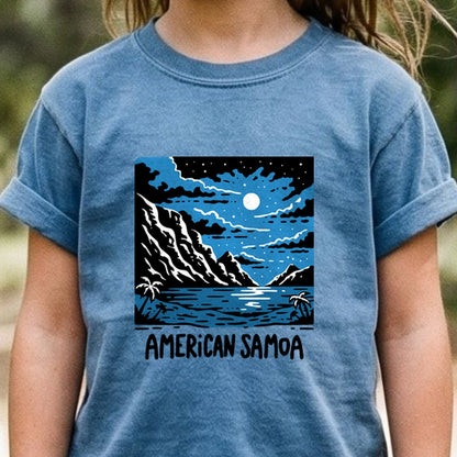 American Samoa at Night Kids Cotton T-Shirt