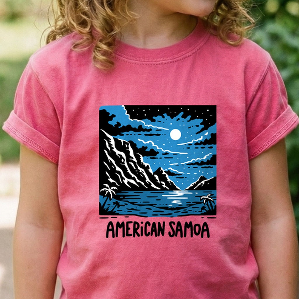 American Samoa at Night Kids Cotton T-Shirt
