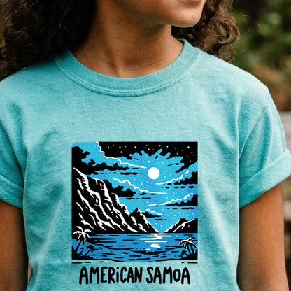American Samoa at Night Kids Cotton T-Shirt
