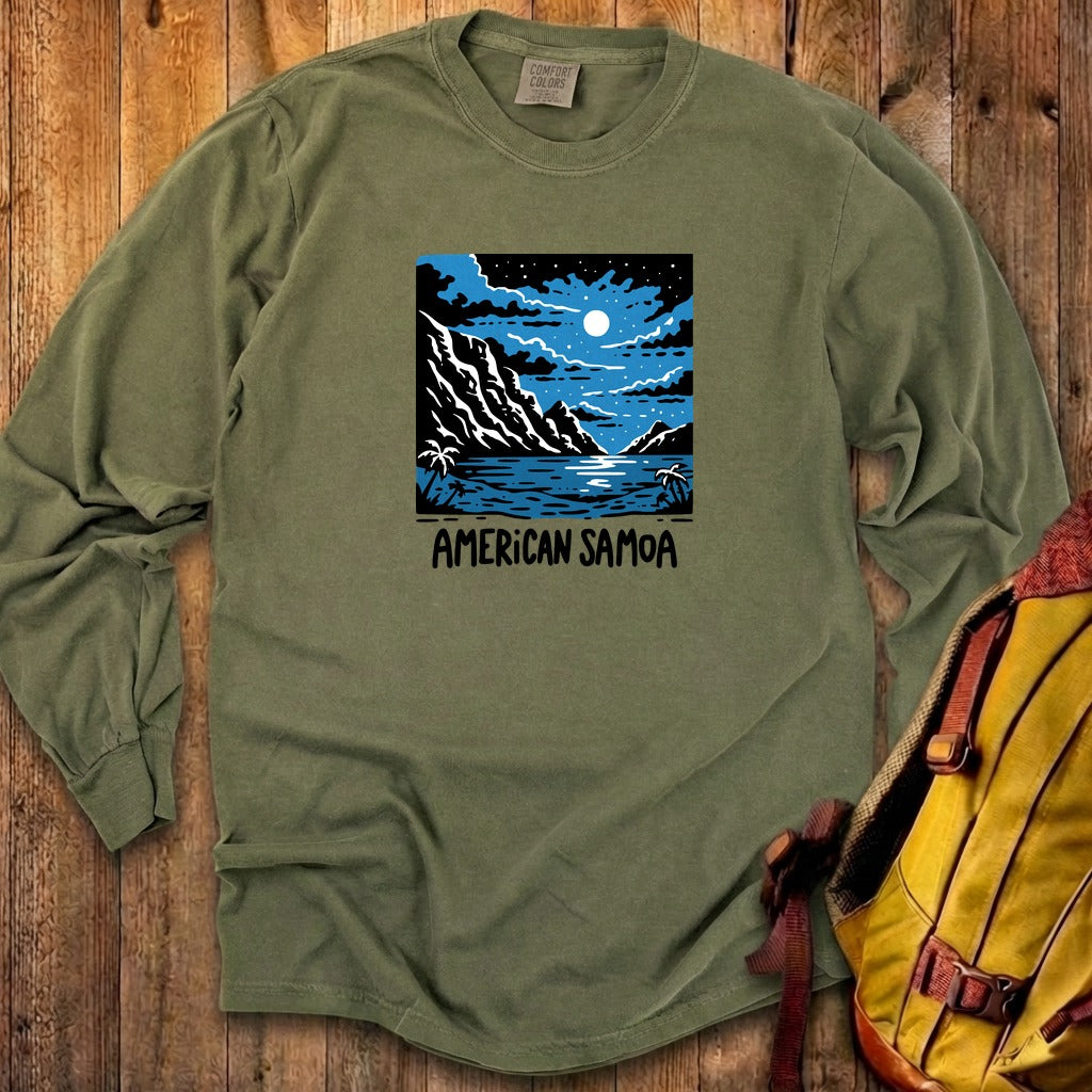 American Samoa at Night Cotton Long Sleeve