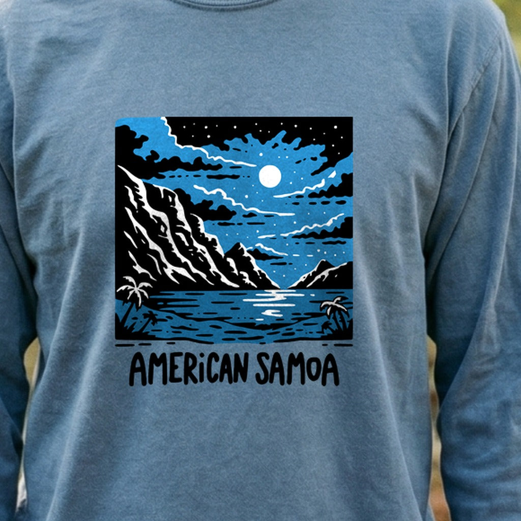American Samoa at Night Cotton Long Sleeve