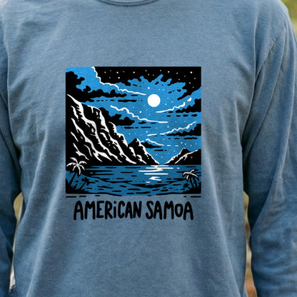 American Samoa at Night Cotton Long Sleeve