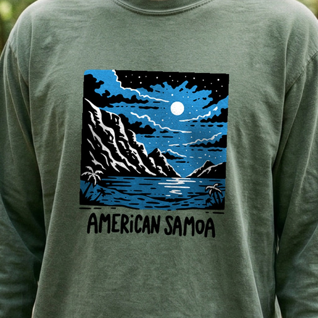American Samoa at Night Cotton Long Sleeve