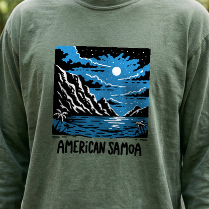 American Samoa at Night Cotton Long Sleeve